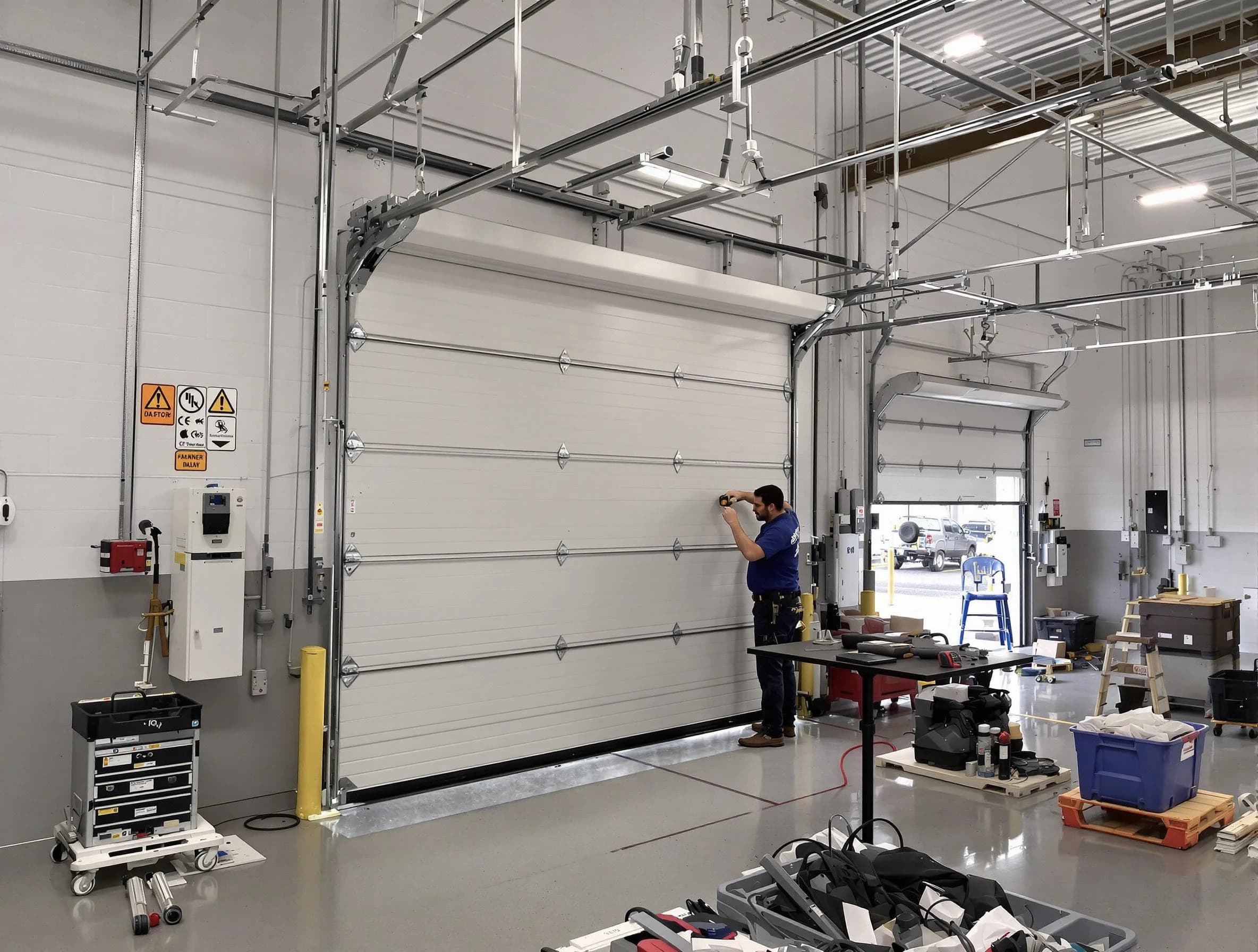 Commercial garage door repair being performed by Dormont Garage Door Repair expert in Dormont