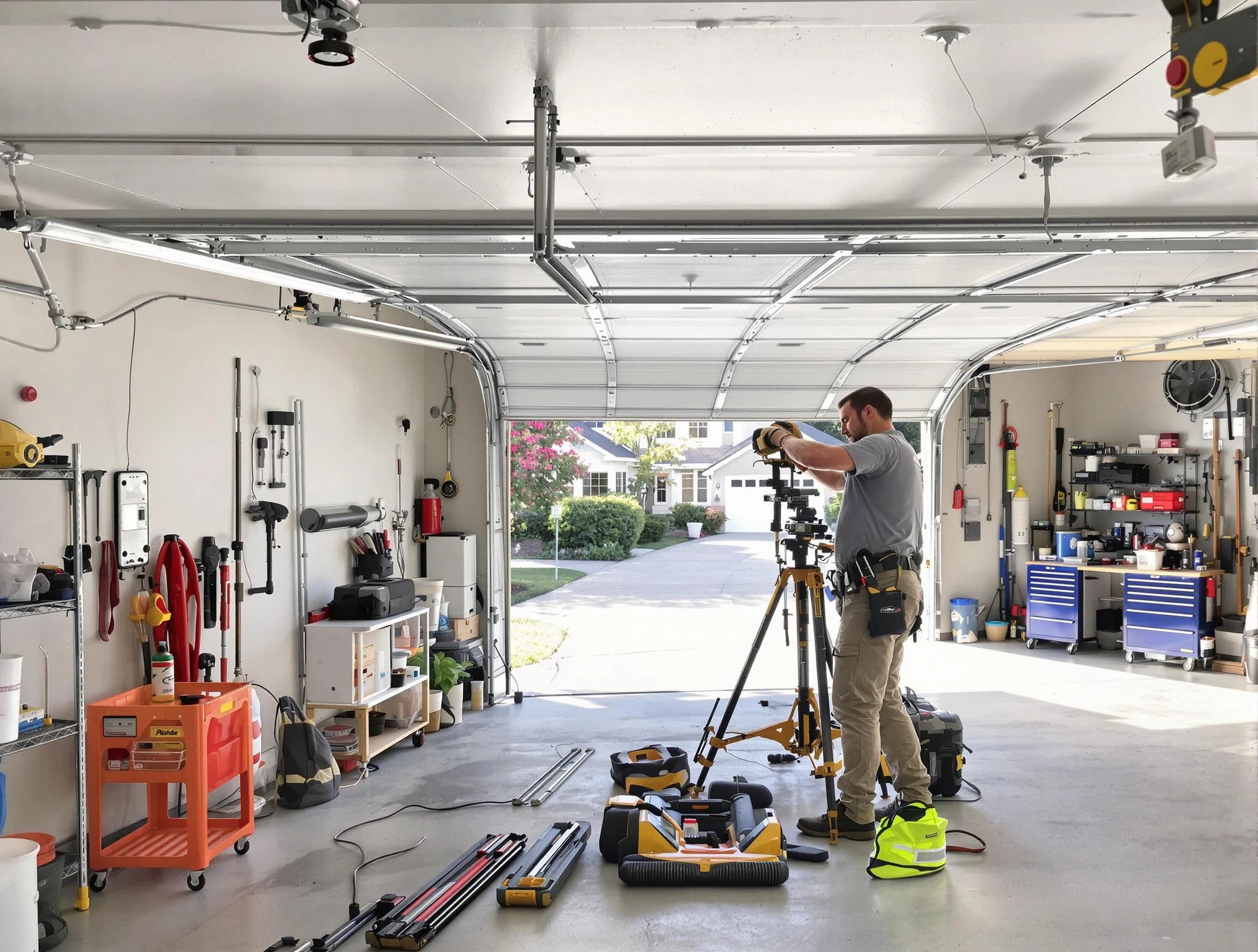 Dormont Garage Door Repair specialist performing laser-guided track alignment in Dormont