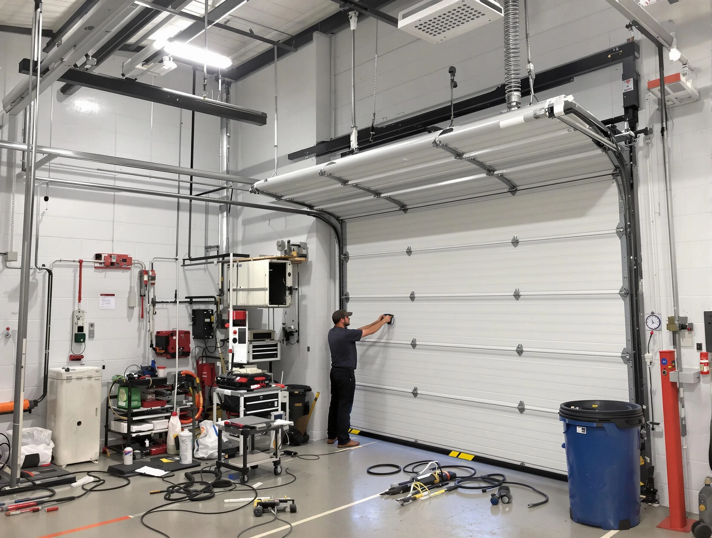 Dormont Garage Door Repair certified technician performing commercial door repair at a Dormont business facility